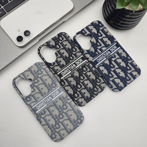 iPhone 16 Series Luxury Brand CD Vertical Belt Stitched Case Cover