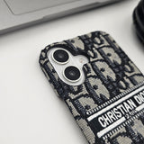 iPhone 16 Series Luxury Brand CD Vertical Belt Stitched Case Cover