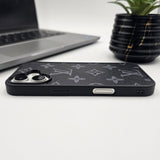 iPhone 16 Series Luxury Brand PU Leather Phone Case Black