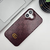 iPhone 16 Series Luxury GG Fashion Leather Brand Case Cover