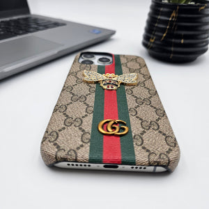 iPhone 16 Series GG Bee Stripe Leather Case