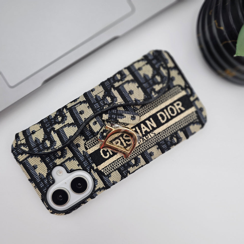 iPhone 16 Series Luxury Brand CD Card Holder Case Cover