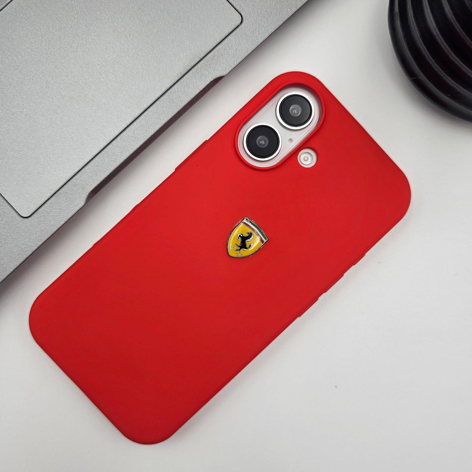 iPhone 16 Series Luxury Sports Car Ferrari Silicone Case Cover