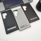 Samsung Galaxy S24 Ultra Leather Checks Grid Pattern Kickstands Case