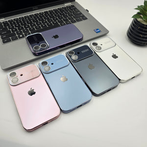 iPhone 16 Series Luxury Backplane Glass Chromatic Lens Shield Case Cover