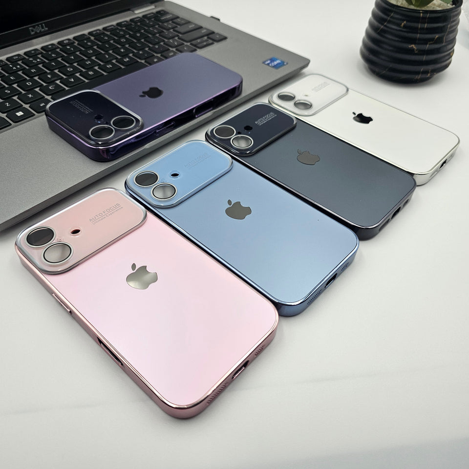 iPhone 16 Series Luxury Backplane Glass Chromatic Lens Shield Case Cover