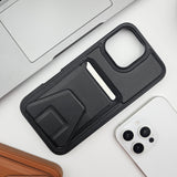 iPhone 16 Series Leather Card Holder With Kickstand Case