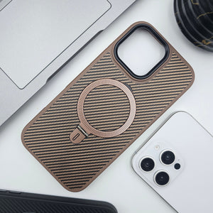 iPhone 16 Series Carbon Fibre With Magnetic Magsafe Ring Stand Case