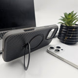 iPhone 16 Series Carbon Fibre With Magnetic Magsafe Ring Stand Case