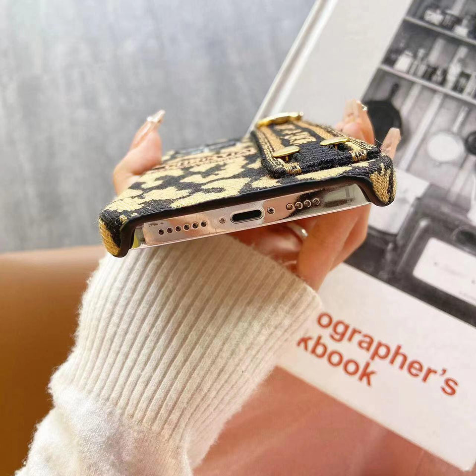 Luxury CD Brand Leopard Print iPhone Cover Grip Case