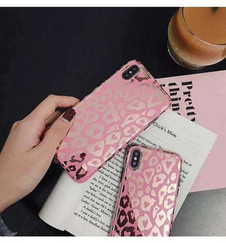 Luxury Blue Ray Pink Leopard iPhone Case freeshipping - Frato