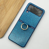 Samsung Galaxy Z Flip 4 Shimmer Glitter Bling Metal Ring Holder Case Cover