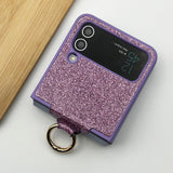 Samsung Galaxy Z Flip 4 Shimmer Glitter Bling Metal Ring Holder Case Cover