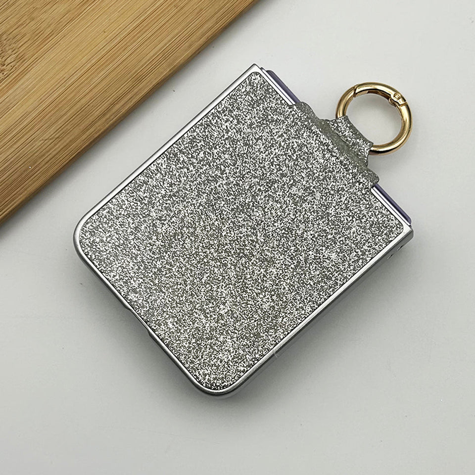 Samsung Galaxy Z Flip 4 Shimmer Glitter Bling Metal Ring Holder Case Cover