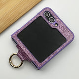 Samsung Galaxy Z Flip 5 Shimmer Glitter Bling Metal Ring Holder Case Cover