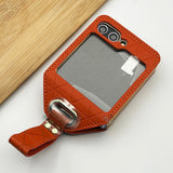 Samsung Galaxy Z Flip 5 Luxury Chrome Plated Faux Leather Case Cover With Wrist Strap Holder