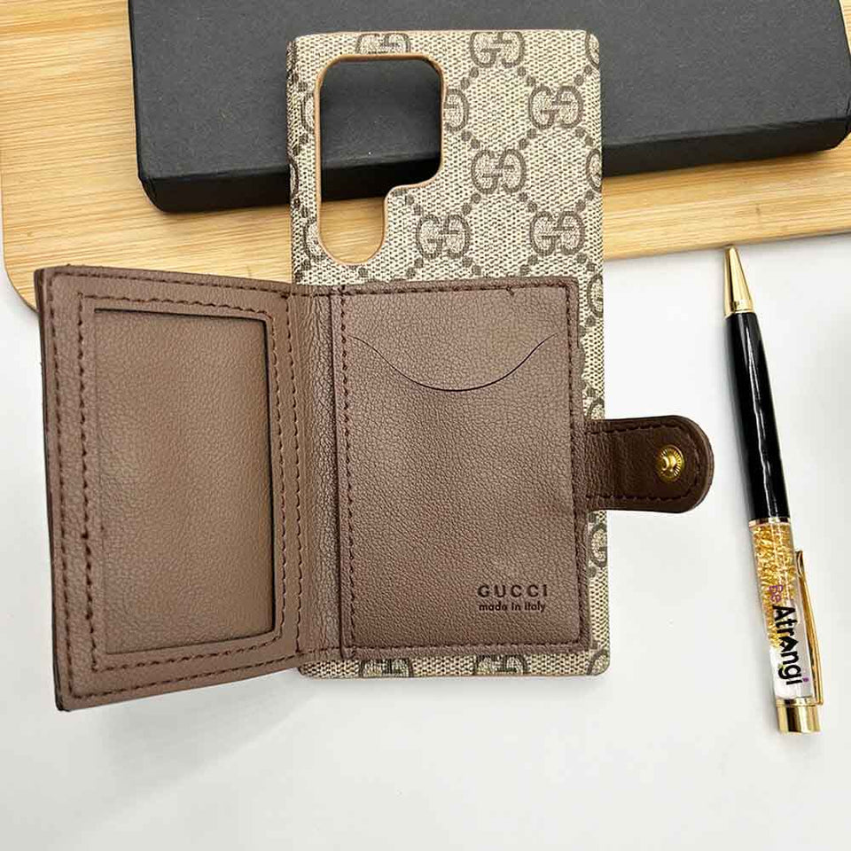 Samsung S24 Ultra Luxury Brand GG Wallet Case Cover