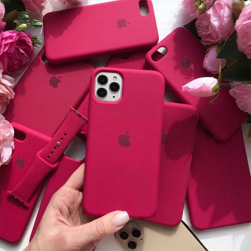 Iphone Liquid Silicone Rose Red Case