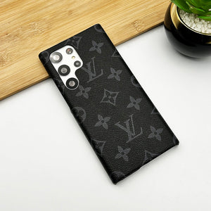 Samsung Galaxy S24 Ultra Luxury LV Leather Phone Case Black