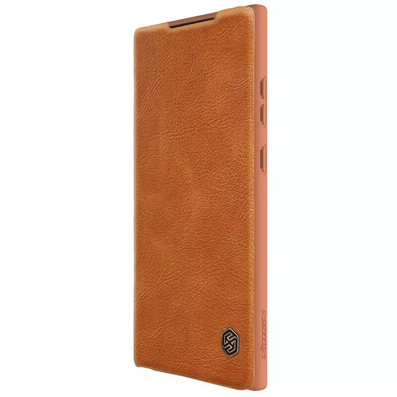 Samsung S23 Ultra Camera Protection QIN Leather Flip Case Brown