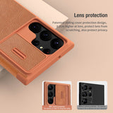 Samsung S23 Ultra Camera Protection QIN Leather Flip Case Brown