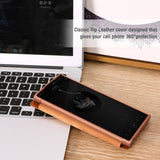 Samsung S23 Ultra Camera Protection QIN Leather Flip Case Brown