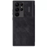 Samsung S23 Ultra Camera Protection QIN Leather Flip Case Black