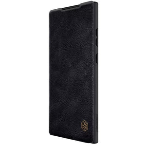 Samsung S23 Ultra Camera Protection QIN Leather Flip Case Black