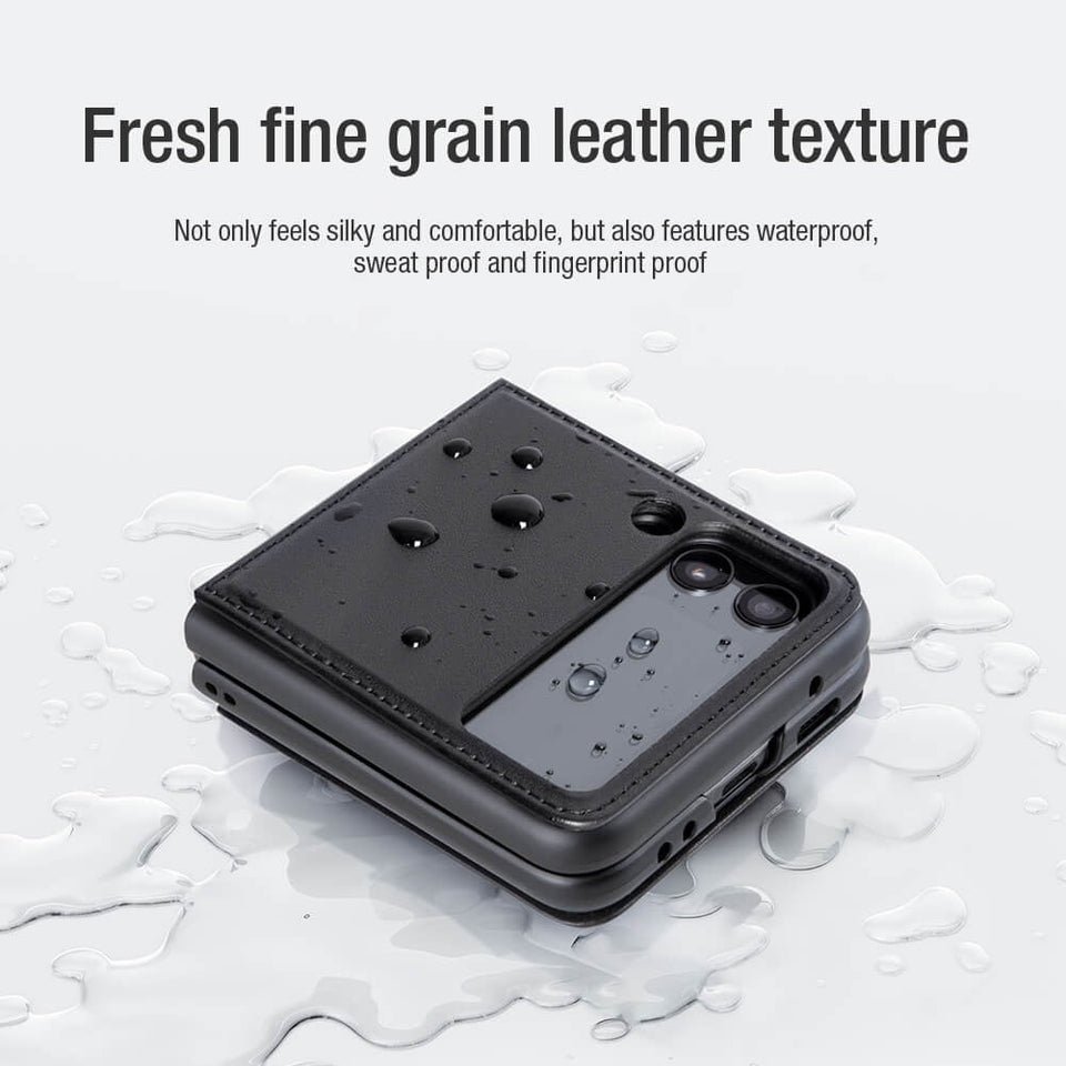 Samsung Galaxy Z Flip4 5G Qin Vegan leather Cover ( Black )