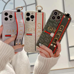 iPhone 14 Series Luxury Brand GG Strap Holder Designer Cover