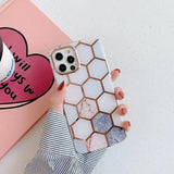 iPhone Glossy Honeycomb Marble Design Cover