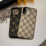 iPhone 16 Series Luxury Brand Pattern PU Leather Case Cover