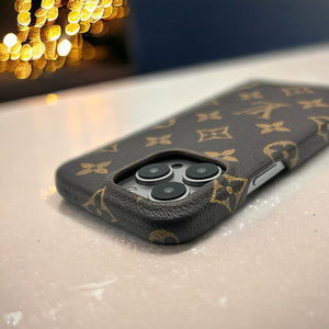 iPhone 16 Series Luxury Brand Pattern PU Leather Case Cover