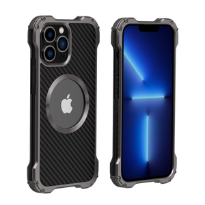 R-Just Aluminium Carbon Fiber Case For iPhone 12 Series and 13 Series