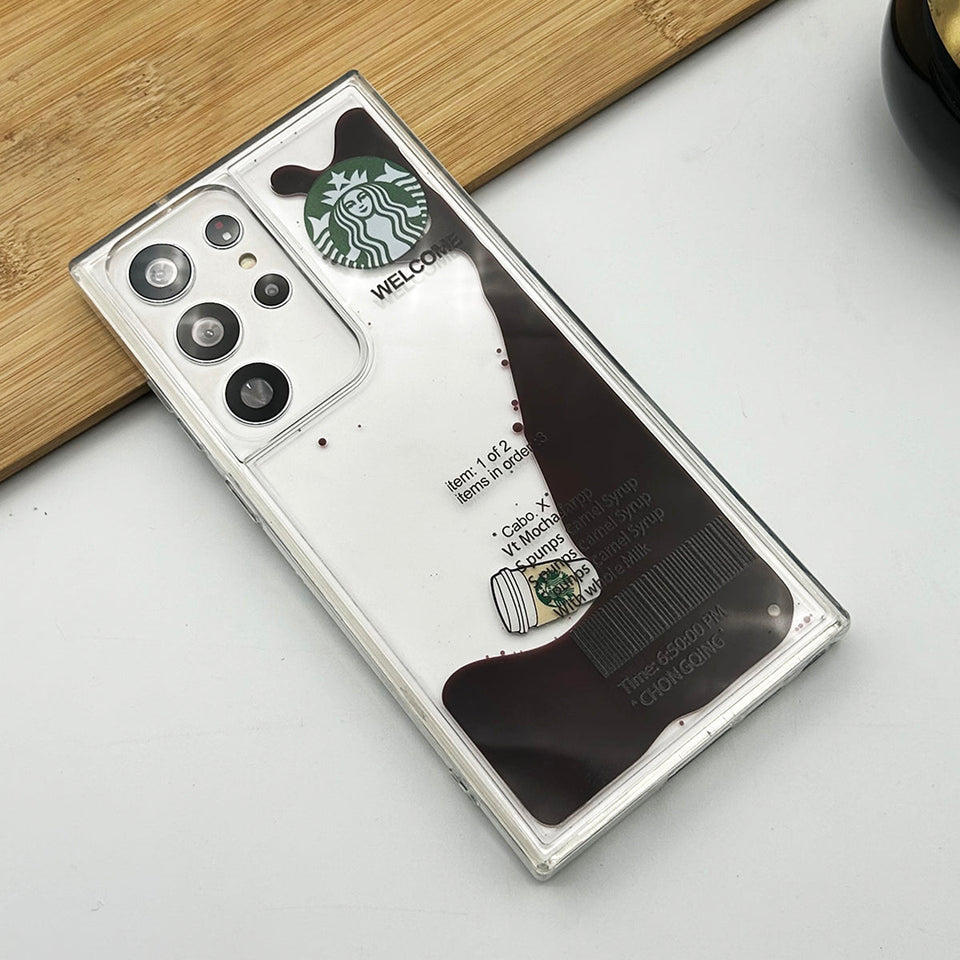 Samsung Galaxy S22 Ultra StarBucks Liquid Coffee Floating Cup Cover