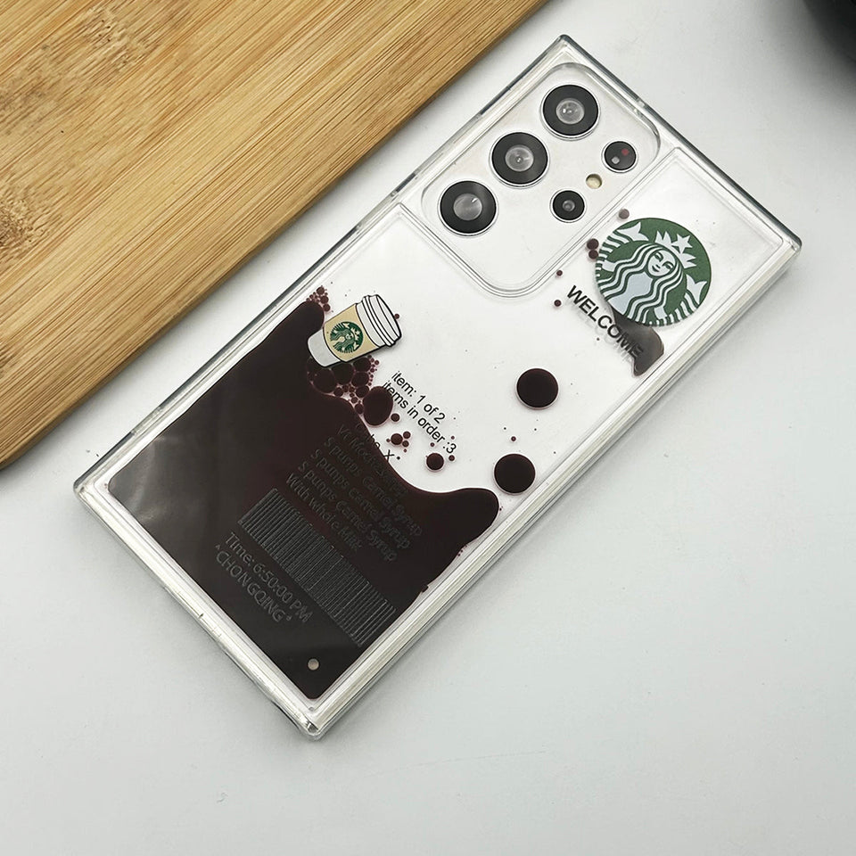 Samsung Galaxy S23 Ultra StarBucks Liquid Coffee Floating Cup Case