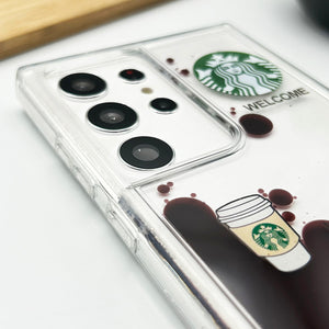 Samsung Galaxy S22 Ultra StarBucks Liquid Coffee Floating Cup Cover