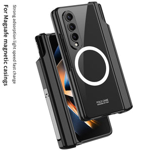 Samsung Galaxy Z Fold 4 Transparent Electroplating Magnetic Hinge Front Glass Protective Cover