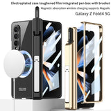 Samsung Galaxy Z Fold 4 Transparent Electroplating Magnetic Hinge Front Glass Protective Cover