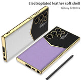 Samsung Galaxy S24 Ultra Luxury Electroplated Leather Case Cover