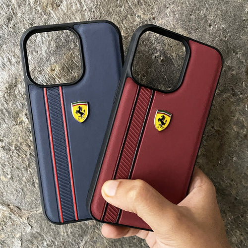 iPhone Ferrari Side Stripe Leather Cover