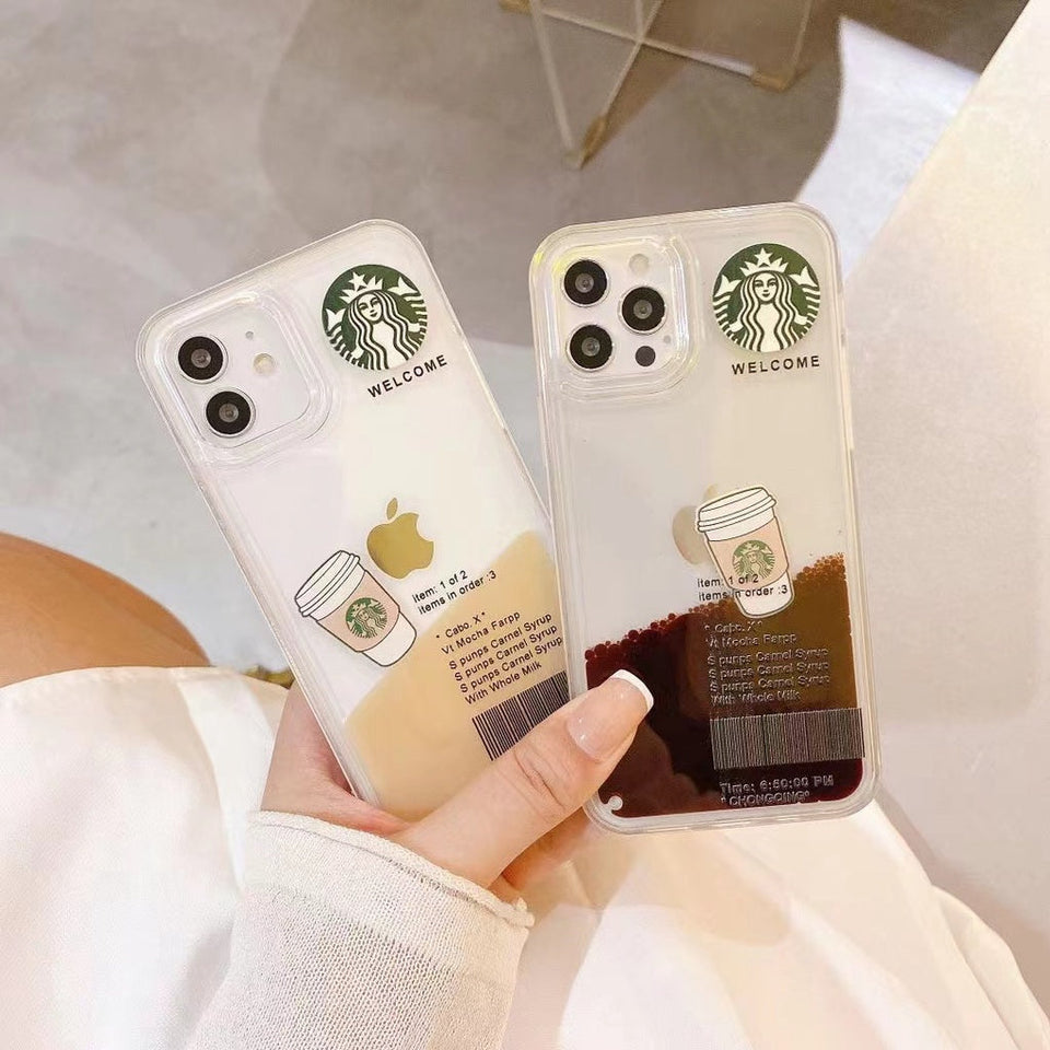 iPhone 16 Series StarBucks Liquid Coffee Floating Cup Case Cover