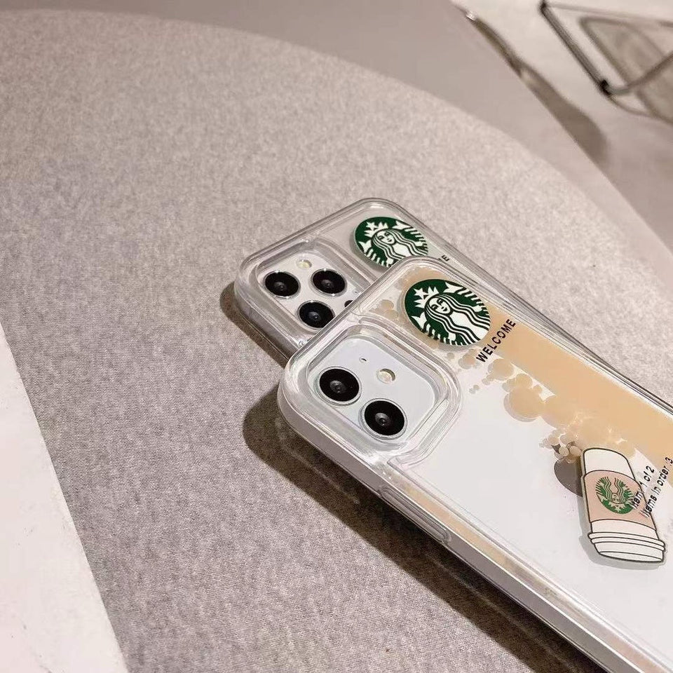 iPhone 15 Series StarBucks Liquid Coffee Floating Cup Case