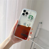 iPhone 15 Series StarBucks Liquid Coffee Floating Cup Case