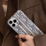 iPhone 16 Series Luxury Brand CD Centre Belt Stitched Case Cover