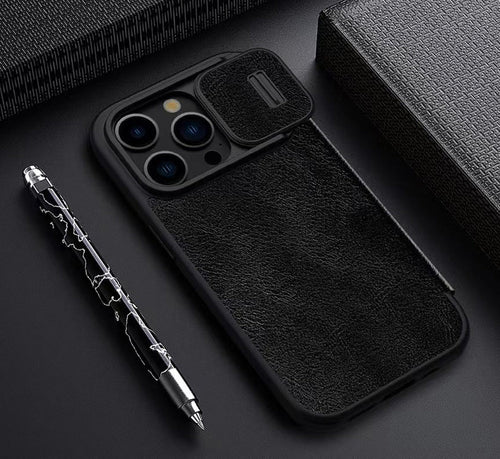 iPhone 15 Series Nillkin Qin Pro Plain Leather+Cloth Cover