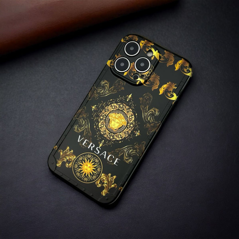 iPhone 15 Series Luxury VS Black Pattern Design Camera Protection Cover