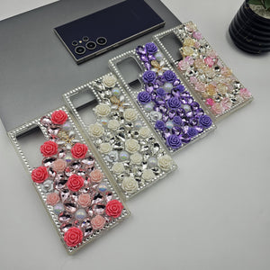 Samsung Galaxy S24 Ultra Rose Floral Rhinestone Diamond Case