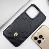 iPhone 16 and 15 series Ferrari  Carbon Leather Sport Magsafe Case