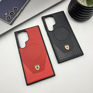 Samsung Galaxy S24 Ultra Ferrari  Carbon Leather  Magsafe Case